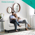 Load image into Gallery viewer, Emma Tufted Barrel Loveseat with Faux Leather Upholstery
