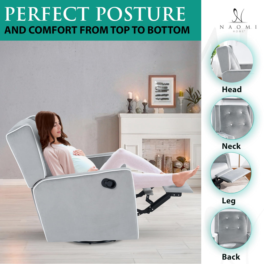 Odelia Swivel Rocker Recliner with Adjustable Footrest - Light Gray
