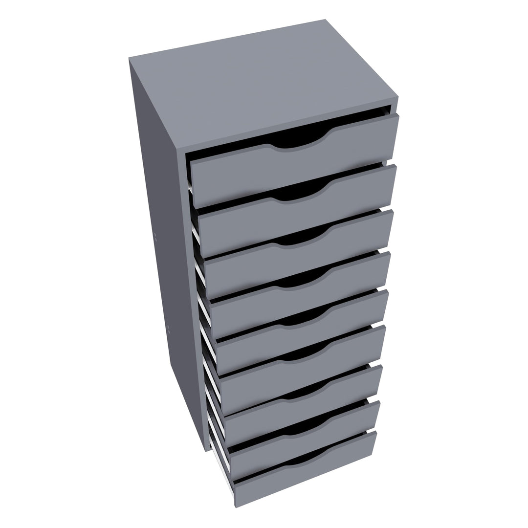 Bianca 9-Drawer Vertical Storage Cabinet with Tabletop - Gray