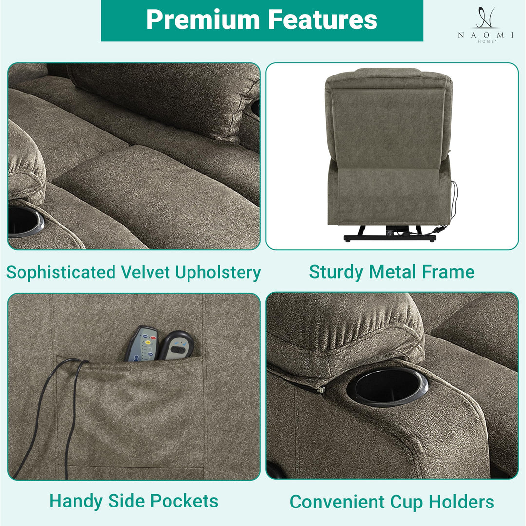 Doris Power Lift Recliner with Massage & Heat - Gray