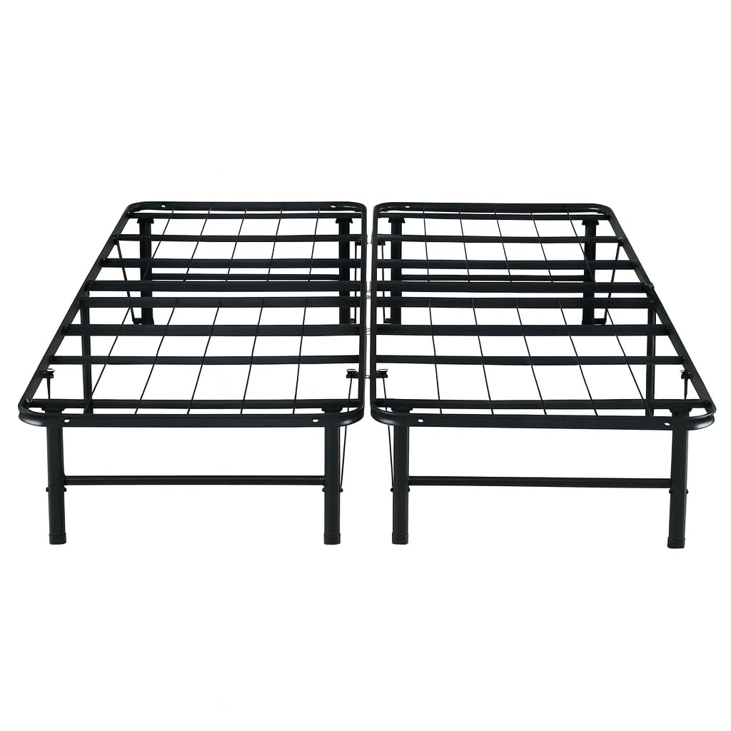 IdealBase 14" Foldable Queen Bed Frame with Steel Slats – Black