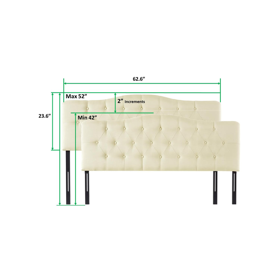 Cassandra Adjustable Upholstered Headboard for Full Queen - Cream