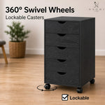 Load image into Gallery viewer, Taylor 5-Drawer Storage Cabinet with Wheels &amp; Tabletop - Distressed Black

