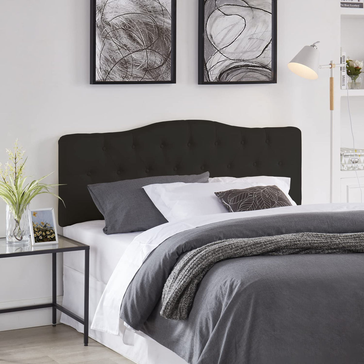 Cassandra adjustable upholstered headboard for full queen   black