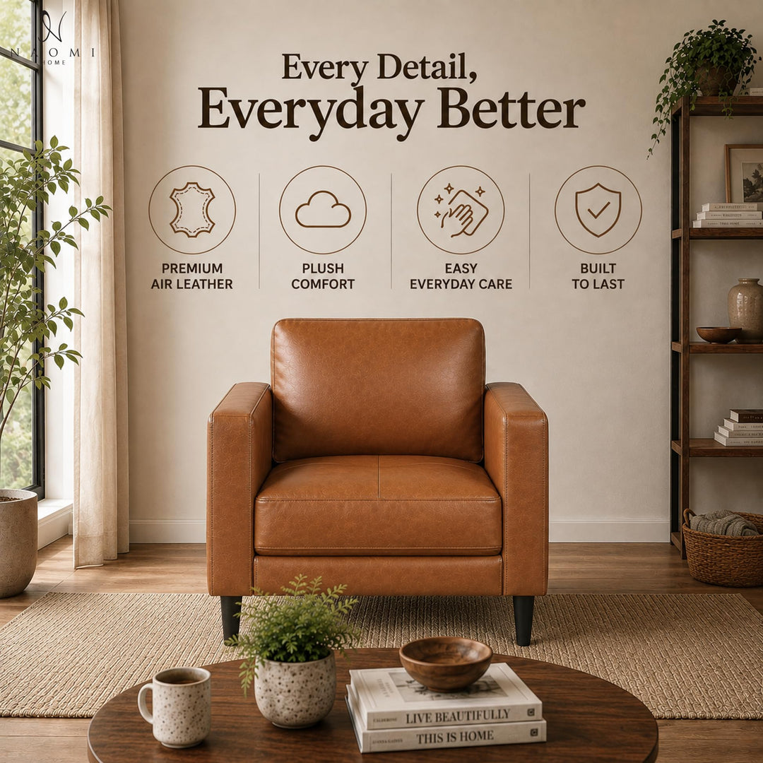 Velonie Air Leather Mid-Century Accent Chair