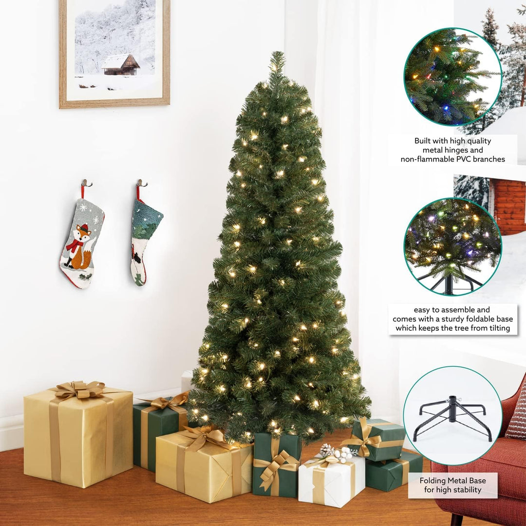 Vancouver Spruce Frosted Pre-Lit Christmas Tree with Pine Cones Berries - 4.5 ft