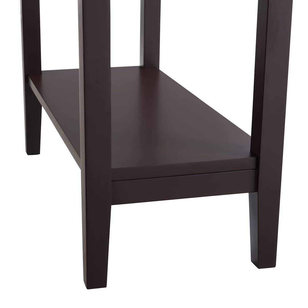 Roxy Flip Top Chairside Table - Hidden Storage with Drawer & Shelf - Espresso
