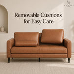 Load image into Gallery viewer, Marisa Genuine Leather Mid-Century Sofa with Bolster Pillows
