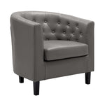Load image into Gallery viewer, Emma Button-Tufted Faux Leather Barrel Accent Chair - Gray
