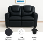 Load image into Gallery viewer, Suri Kids Recliner Loveseat with Dual Cup Holders - Black / Pvc
