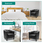 Load image into Gallery viewer, Emma Set of 2 Button-Tufted Faux Leather Barrel Chairs - Black
