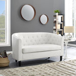 Load image into Gallery viewer, Emma Tufted Barrel Loveseat with Faux Leather Upholstery - White
