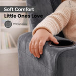 Load image into Gallery viewer, Suri Push Back Kids Recliner with Footrest &amp; Cup Holders - Gray / Microfiber
