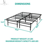 Load image into Gallery viewer, IdealBase 14" Foldable Queen Bed Frame with Steel Slats – Black
