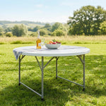 Load image into Gallery viewer, 5 Ft Round Bi-Fold Resin Folding Table with Carrying Handle
