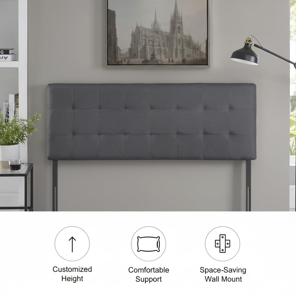 Jessenia Upholstered Headboard for Full Queen - Light Gray