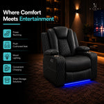 Load image into Gallery viewer, Chicago Power Recliner with LED Lights &amp; USB Charging - Black
