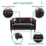 Load image into Gallery viewer, Emma Tufted Barrel Loveseat with Faux Leather Upholstery
