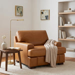 Load image into Gallery viewer, Siggy Genuine Leather Accent Chair with Removable Cushions

