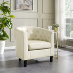 Load image into Gallery viewer, Emma Set of 2 Button-Tufted Faux Leather Barrel Chairs - Cream
