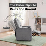 Load image into Gallery viewer, Suri Push Back Kids Recliner with Footrest &amp; Cup Holders - Gray / Microfiber
