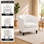 Load image into Gallery viewer, Emma Button-Tufted Faux Leather Barrel Accent Chair - White
