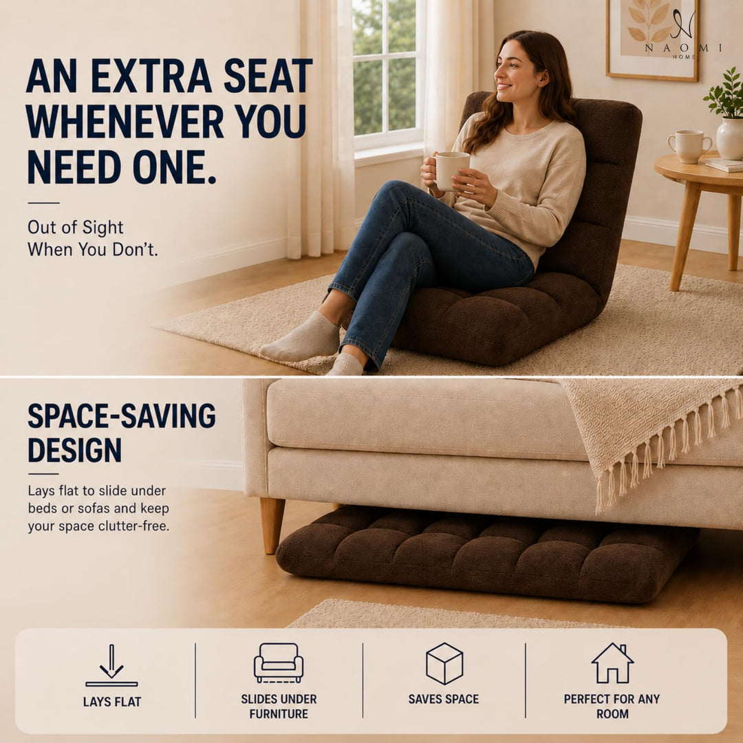 Desmond Adjustable Floor Chair with 14 Reclining Positions - Espresso