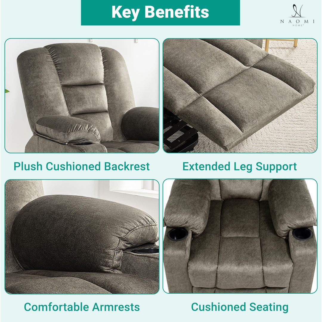 Doris Power Lift Recliner with Massage & Heat - Gray