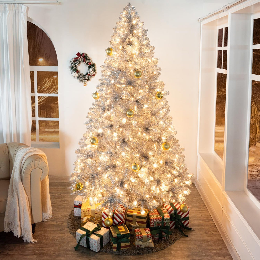 Giselle Artificial Prelit Silver Christmas Tree - 6.5 ft