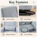 Load image into Gallery viewer, Tanya Power Swivel Glider Recliner with USB Port - Light Gray

