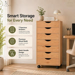 Load image into Gallery viewer, Debbie 7-Drawer Storage Cabinet with Wheels &amp; Tabletop - Natural
