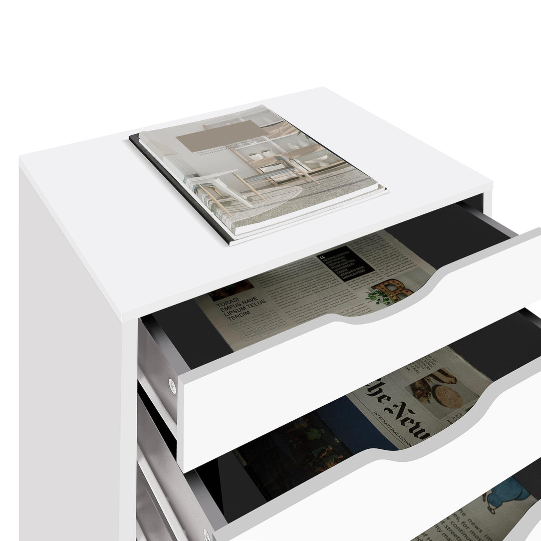 Bianca 9-Drawer Vertical Storage Cabinet with Tabletop - White