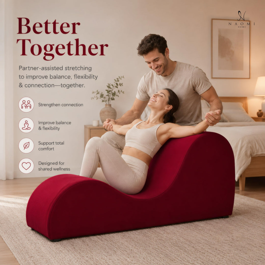 Leticia Ergonomic Yoga Chaise Lounge for Deep Stretching - Red