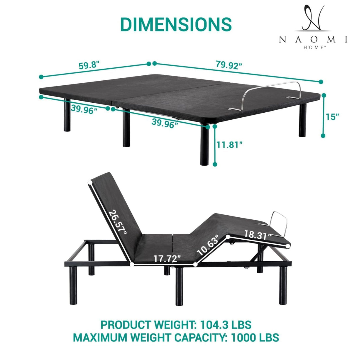Serenity adjustable bed base with zero gravity & usb   queen