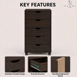 Load image into Gallery viewer, Taylor 5-Drawer Storage Cabinet with Wheels &amp; Tabletop - Espresso
