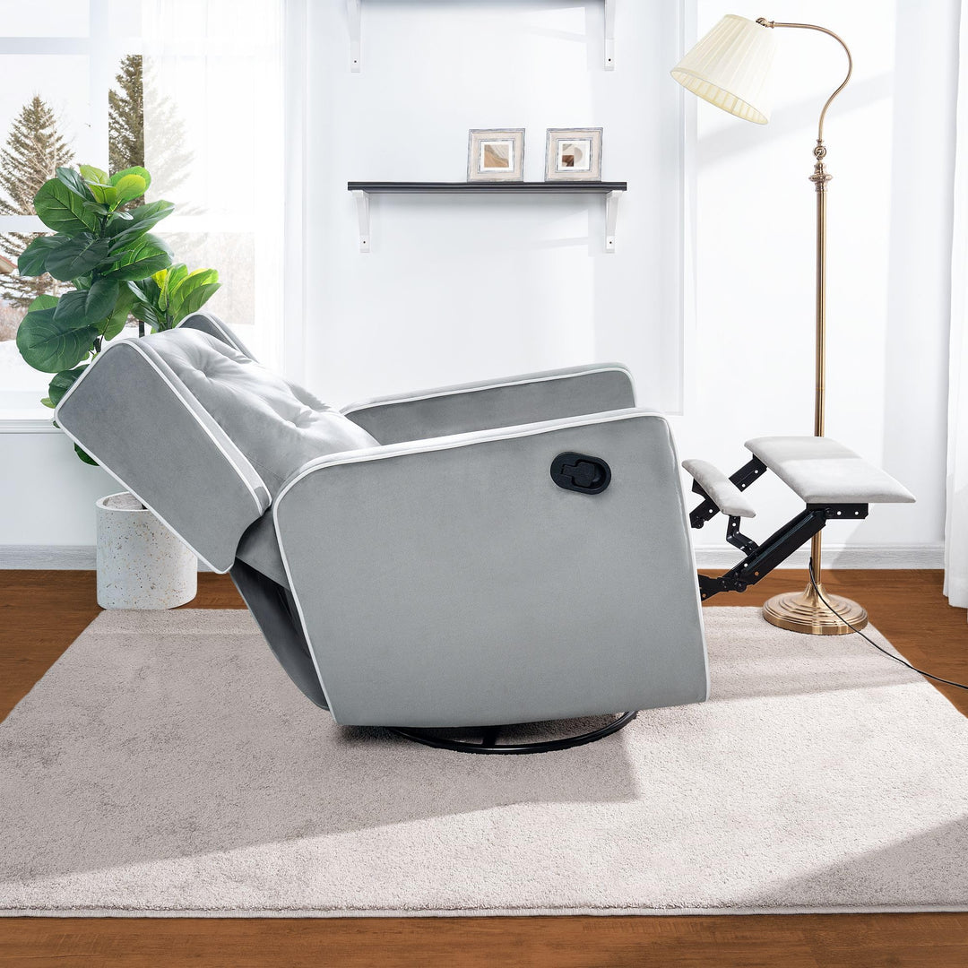 Odelia Swivel Rocker Recliner with Adjustable Footrest - Light Gray