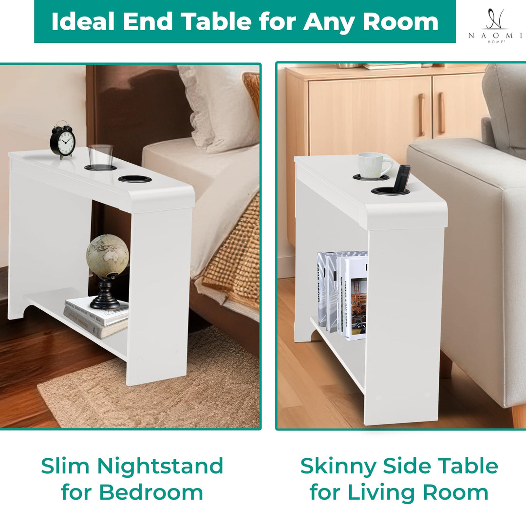 Jade Modern Nightstand - Charging Station with USB Ports & Outlets - White
