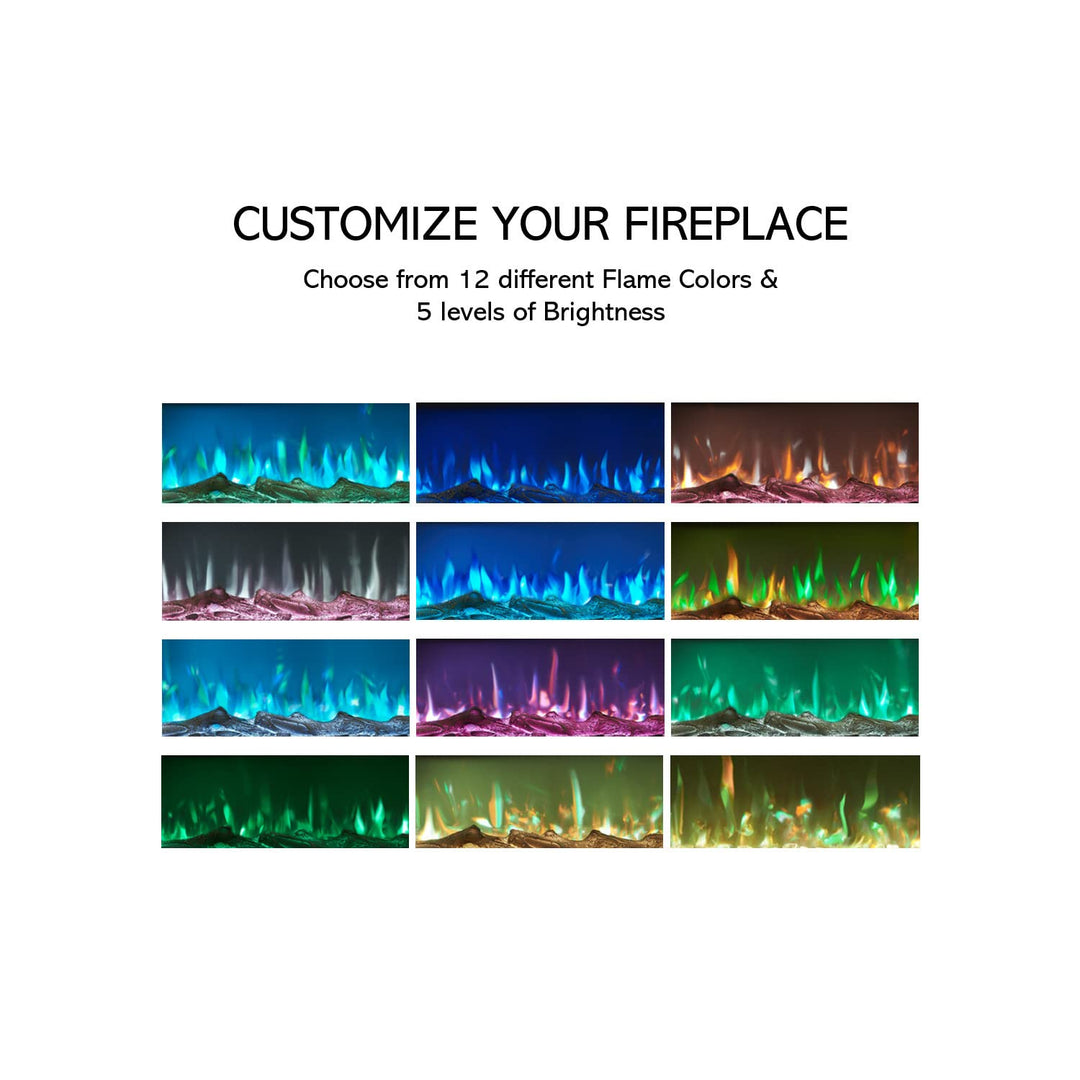 Alice Wall-Mount Electric Fireplace with 12 Flame Colors