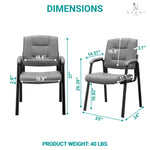 Load image into Gallery viewer, Mindy Reception Chair - Faux Leather Upholstery with Padded Arms - Gray / Set of 2
