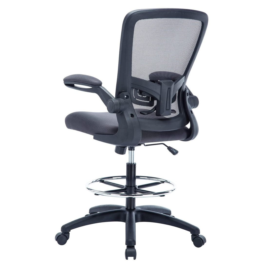 Serena Mesh Drafting Chair with Adjustable Foot Ring - Gray