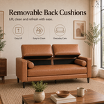 Load image into Gallery viewer, Velonie Air Leather Mid-Century Loveseat with Bolster Pillows
