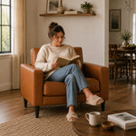 Load image into Gallery viewer, Velonie Air Leather Mid-Century Accent Chair
