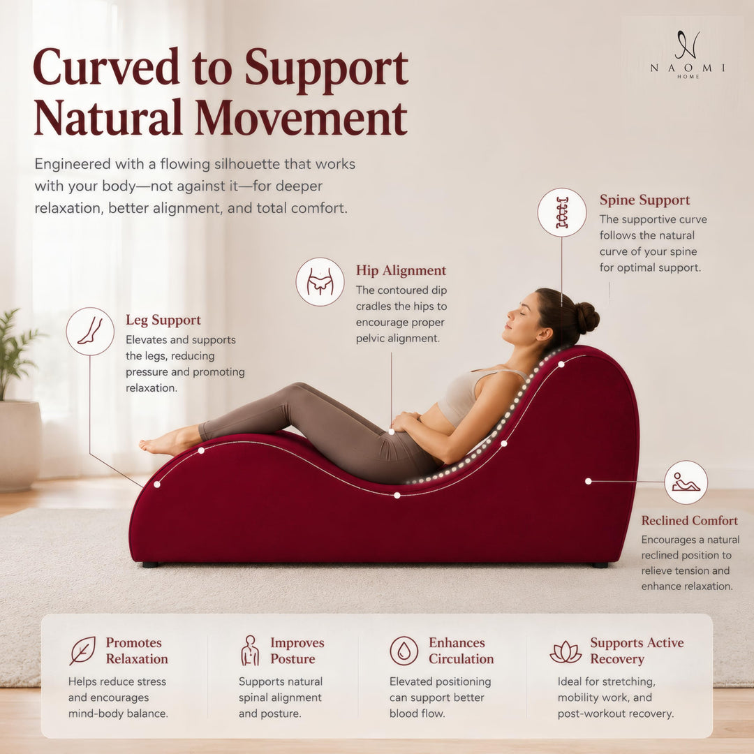 Leticia Ergonomic Yoga Chaise Lounge for Deep Stretching - Red