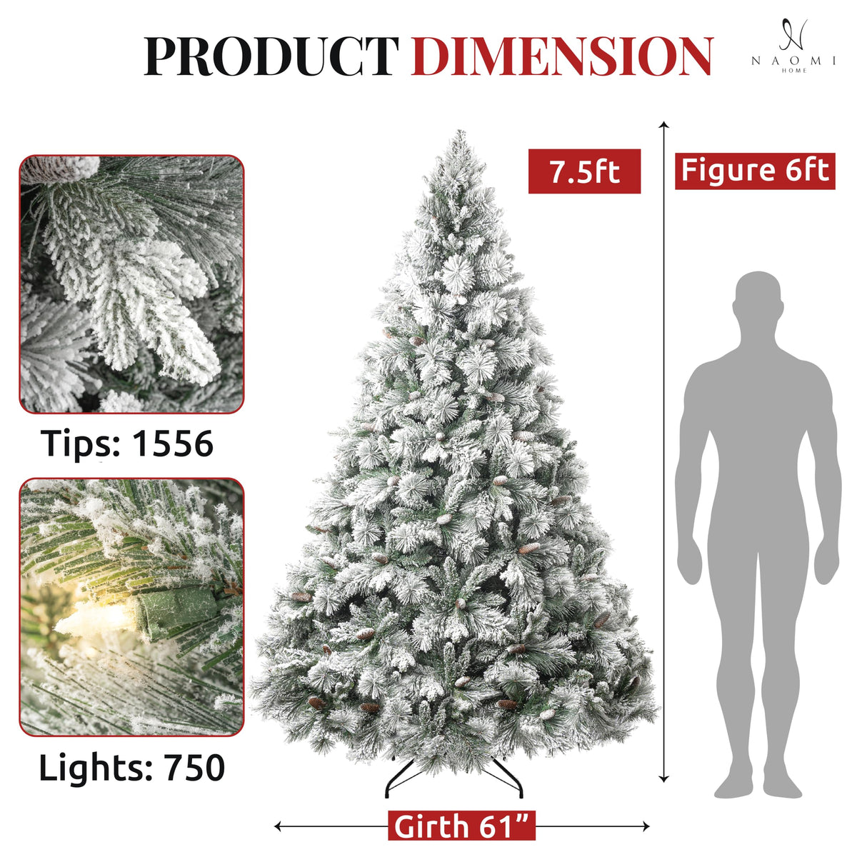 Glasgow snow flocked pre lit pine christmas tree   7