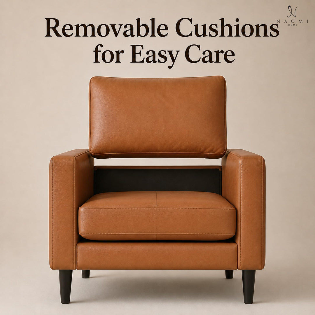 Marisa Genuine Leather Mid-Century Accent Chair