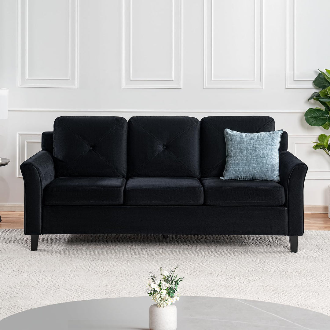 Raelynn Button Tufted Microfiber Sofa