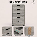 Load image into Gallery viewer, Taylor 5-Drawer Storage Cabinet with Wheels &amp; Tabletop - Gray Oak
