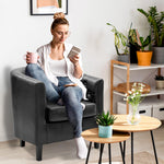 Load image into Gallery viewer, Emma Set of 2 Button-Tufted Faux Leather Barrel Chairs - Black
