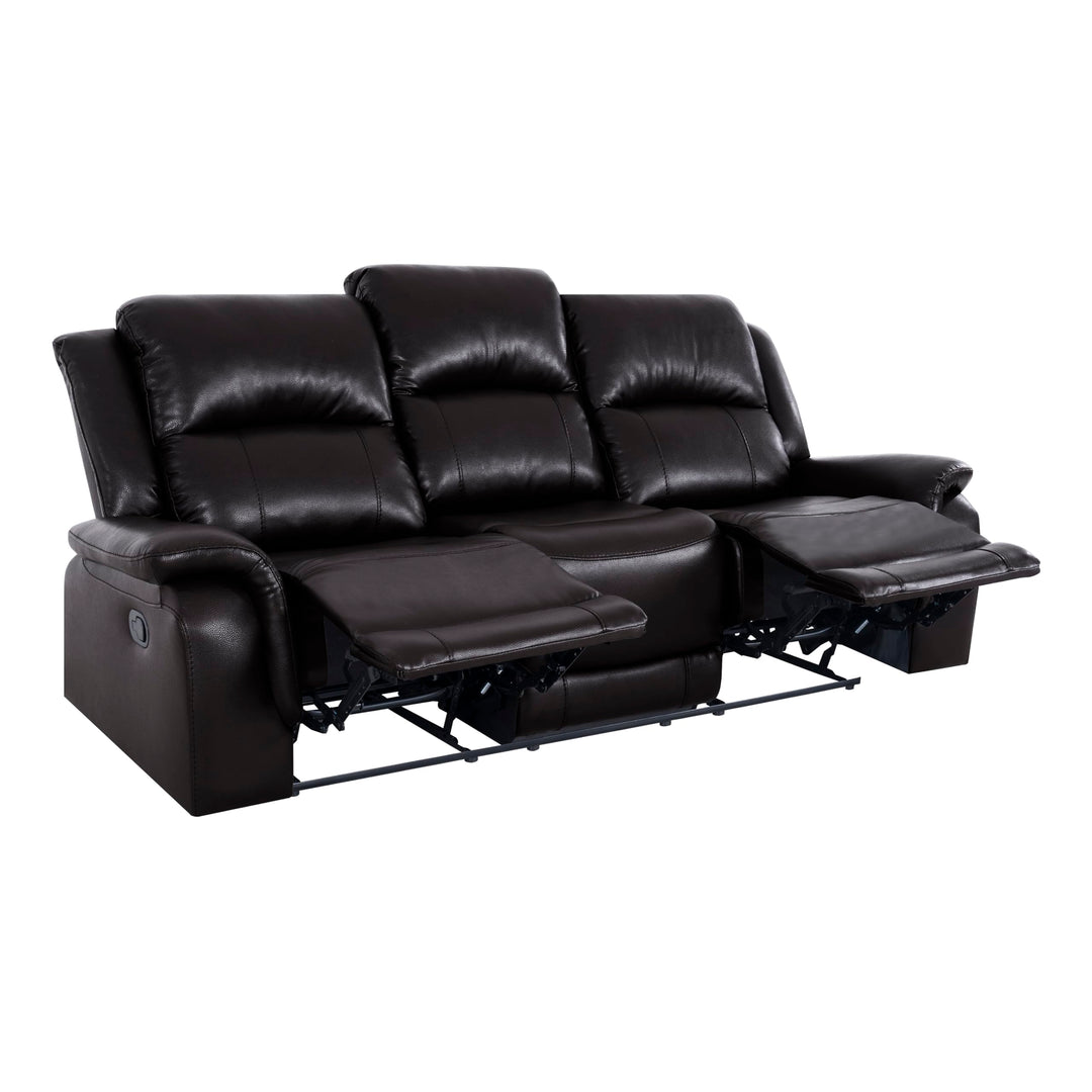 Katie Faux Leather 3-Seater Manual Recliner Sofa - Espresso
