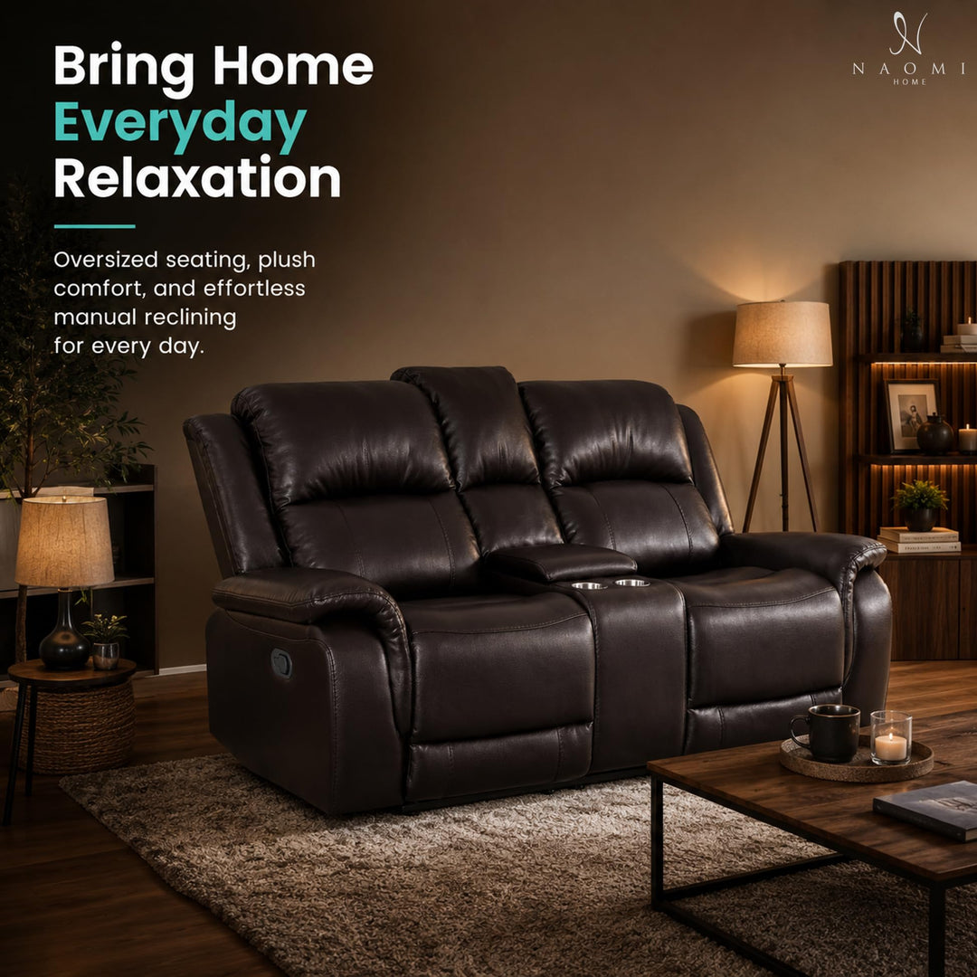 Katie Faux Leather 2-Seater Manual Recliner Loveseat - Espresso